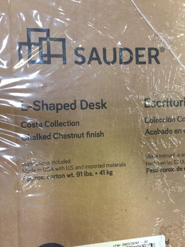 Photo 1 of Sauder Costa L-Shaped Desk, Chalked Chestnut Finish
Box B. Box A and B are Required.