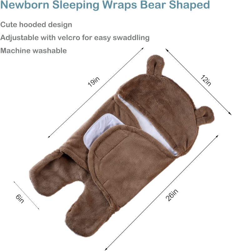 Photo 1 of Baby Ultra Soft Plush Newborn Sleeping Wraps Bear Shaped Cute Warm Plush Receiving Blanket for Infants 0-6 Months (xm-bb-bw)
