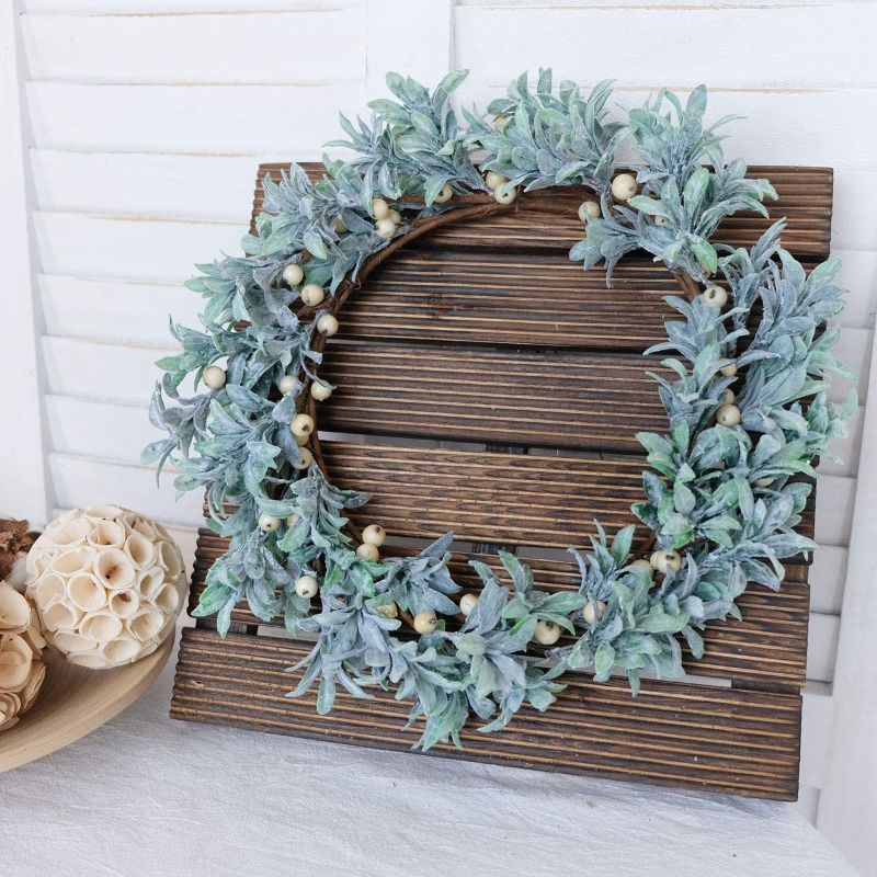 Photo 1 of Bibelot 12in Spring Summer Wreath Green Leaf Wreaths White Berry Wreaths for Front Door, Wall, Wedding,Windows,Table Chair Candelabra Decoration Decor All Seasons (12in)
