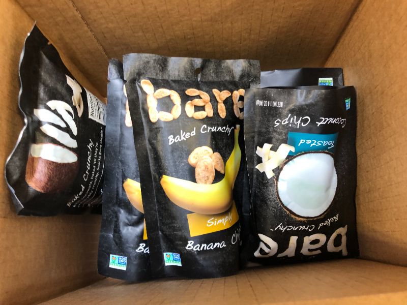 Photo 2 of  Bare Baked Crunchy Apple Chips, Banana Chips, and Coconut Chips, Variety Pack, Gluten Free, 6 Count and Quaker Large Rice Cakes, Gluten Free, 3 Flavor Variety Pack, 6 Count 
BB: Jun-30-2022