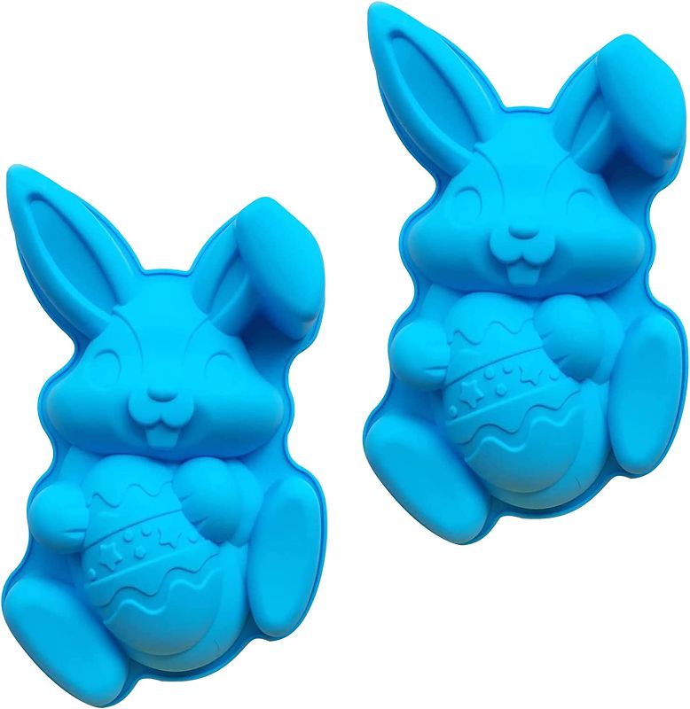 Photo 1 of Bunny Mold Easter Egg Mold, 3D Rabbit Bunny Easter Egg Shape Silicone Mold Easter Bunny Cake Mold Chocolate Egg Mold Silicone Baking Mould
