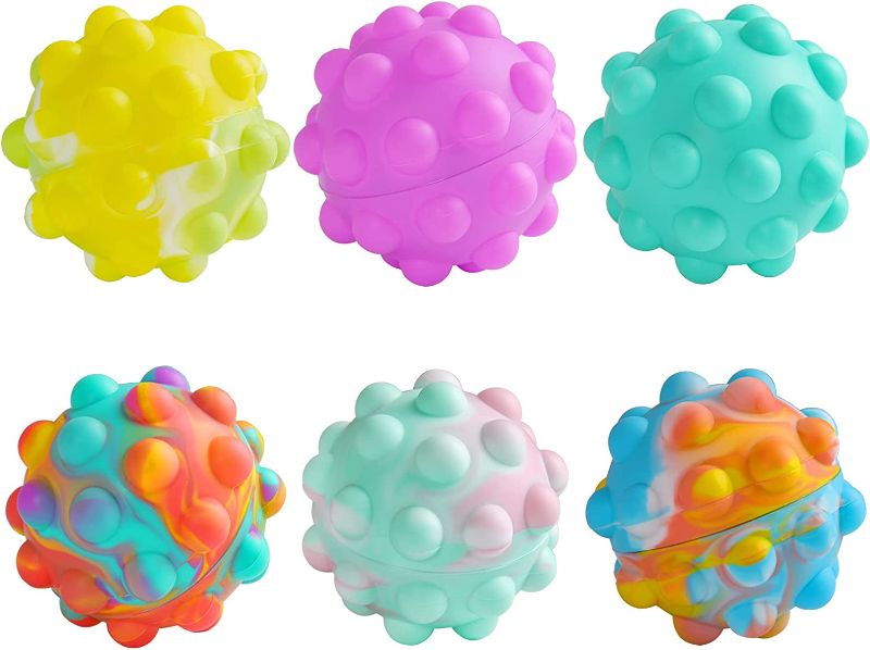 Photo 1 of 6 Pack Pop Ball Push Bubble Fidget Toys Silicone Sensory Toys, 3D Ball Squeeze Squishy Balls Fingertip Toys, Anxiety Stress Reliever Sensory Game Balls Push Bubble Pop Small 6cm
