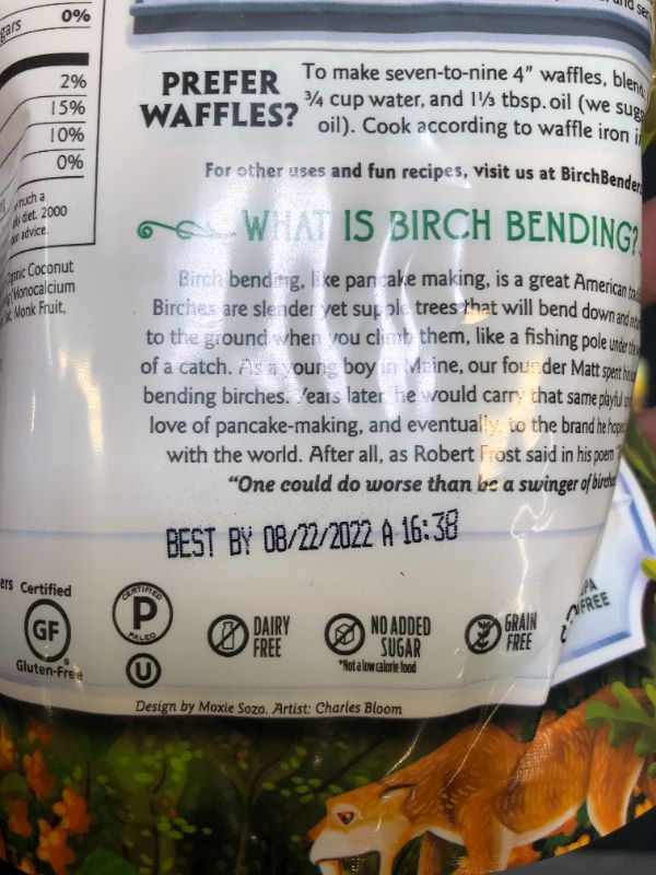 Photo 3 of Paleo Pancake & Waffle Mix by Birch Benders, Low-Carb, High Protein, High Fiber, Gluten-free, Low Glycemic, Prebiotic, Keto-Friendly, 12 oz (Pack of 2)
EXP 08/22/22