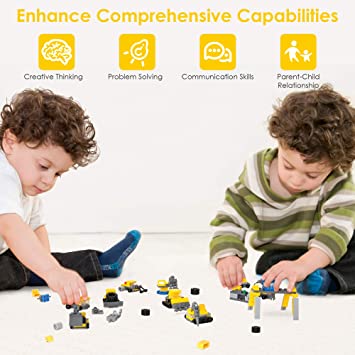 Photo 1 of Batlofty STEM Building Toys, 318+ PCS 16-in-1 Construction Site Vehicles Toy Set, Construction Truck Vehicle Car, Kids Engineering Playset, Excavator Roller Tractor, Gift for 6-12 Year Old Boys Kids
