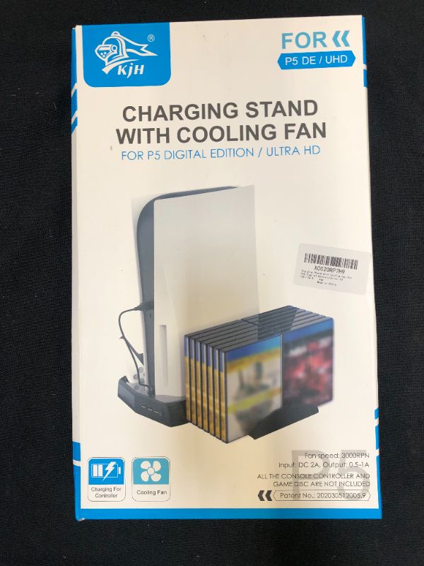 Photo 2 of Vertical Charge Stand with Cooling Fan for PS5, Multi-Function Stand Cooling Fan Charging Station for Playstation5 Digital Edition/Ultra HD
