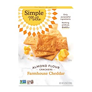 Photo 1 of Simple Mills Almond Flour Crackers, Farmhouse Cheddar - Gluten Free, Healthy Snacks, 4.25 Ounce (Pack of 3) 
best by 07.09.2022