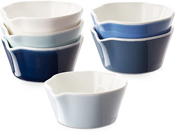 Photo 1 of DOWAN 6 oz Ramekins for Creme Brulee, Ramekins Oven Safe, Porcelain Souffle Dish for Baking, Pudding, Cake, Ice Cream and Dessert, Stackable Custard Cups Cute Small Bowls, Set of 6,Mixed Colors
