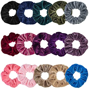 Photo 1 of 15 Pcs Velvet Scrunchies, Soft Hair Scrunchies for Girls, Elastic Hair Ties Ropes - Hair Accessories Christmas Gifts for Women Teenage Girls
