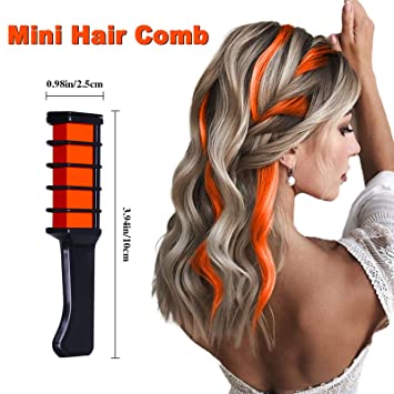 Photo 1 of 6PC Orange Mini Hair Chalk For Girls Gifts Washable Bright Hair Chalk Combs Temporary Hair Color for Age 4 5 6 7 8 9 10 Festival Party Cosplay Dress up Halloween, Christmas New Years Birthday
