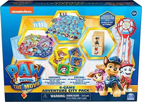 Photo 1 of PAW Patrol: The Movie, 4-Game Adventure City Pack Memory Match, Pop-Up, Wooden Dominoes, & Lookout Games, for Kids Aged 4 and up
MINOR DAMAGE TO BOX, ITEM IS NOT DAMAGED!