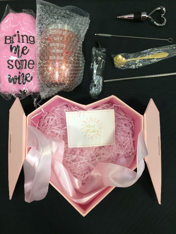 Photo 1 of Sister Birthday Gifts from Sister, Stainless Steel Insulated Wine Tumbler with Lid, Birthday Gifts for Sister Wine Gifts Basket for Women 12 oz Wine Glasses Gifts Box Set
