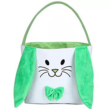 Photo 1 of Easter Basket Bags,Bunny Easter Bucket,Easter Eggs/Gift Baskets for Kids,Bunny Tote Bag Bucket for Easter Eggs,Toys, Candy,Gifts (Green)
