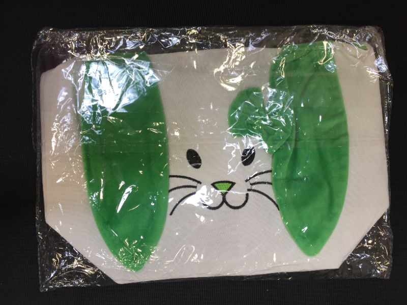 Photo 2 of Easter Bunny Basket for Kids, Cute Easter Eggs Hunt Bucket Bags with Rabbit Ears, Bunny Easter Tote Bag Storage Gifts Candies, Green
