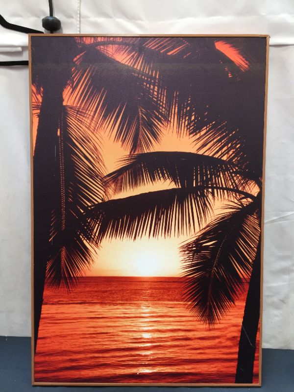 Photo 1 of 2FTX3FT SUNSET PALM CANVAS ART WITH WOOD FRAME
MINOR SCRATCHES ON ITEM AS SHOWN IN PICTURES