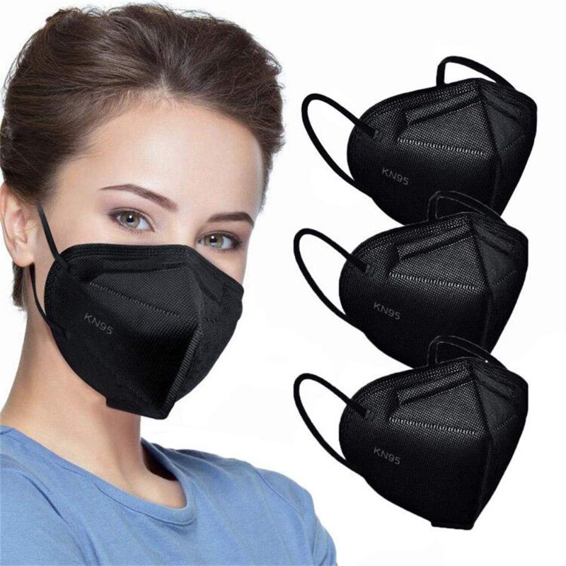 Photo 1 of 50pcs KN95 Face Mask Black 5 Layer Cup Dust Safety Masks Filter Efficiency?95% Breathable Elastic Ear Loops Black Masks
