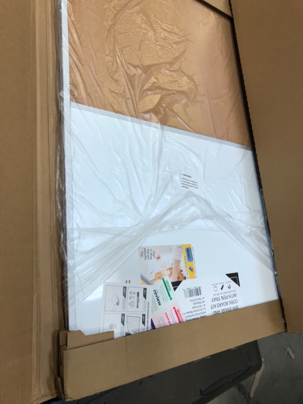 Photo 1 of Vision Board 2023: 24" x 36" Magnetic Cork Board and Dry Erase Board Combo, Half White Board Corkboard Combination, Memo Bulletin Tack Boards | Mount on Office Wall w/ Markers, Eraser, Magnets, Pins 36" x 24"