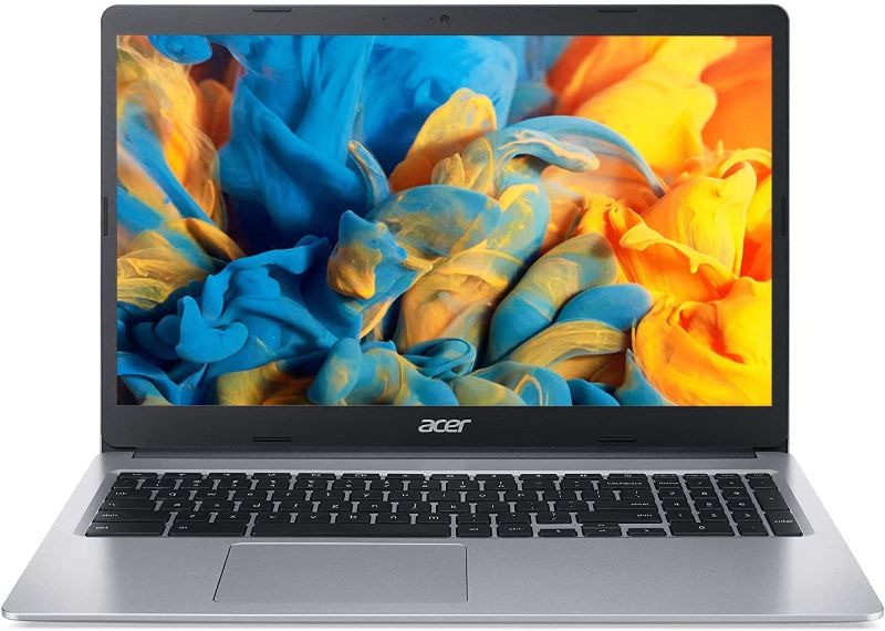 Photo 1 of 2022 Acer 15inch HD IPS Chromebook, Intel Dual-Core Celeron Processor Up to 2.55GHz, 4GB RAM, 64GB Storage, Super-Fast WiFi Up to 1300 Mbps, Chrome OS-(Renewed) (Dale Silver)
