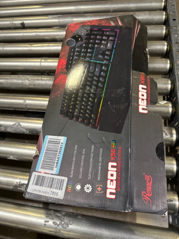 Photo 3 of Rosewill Mechanical Gaming Keyboard, 15 RGB Backlit Modes, 2-Port USB Passthrough, Media Keys and Multifunctional Volume Dial, Magnetic Wrist Rest, Tactile Brown Switches - NEON K90 RGB BR, Black Neon K90 BR