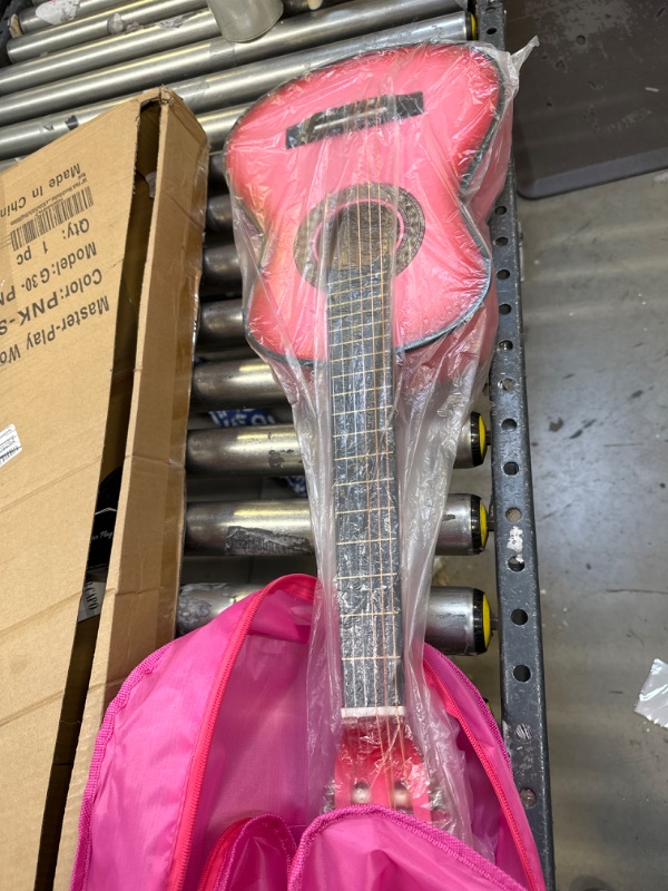 Photo 2 of 30" Wood Guitar with Case and Accessories for Kids/Girls/Boys/Beginners (Pink Gradient) Right Handed Pink Gradient