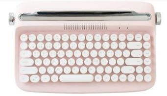 Photo 1 of Retro Bluetooth Typewriter Keyboard (English, Baby Pink)