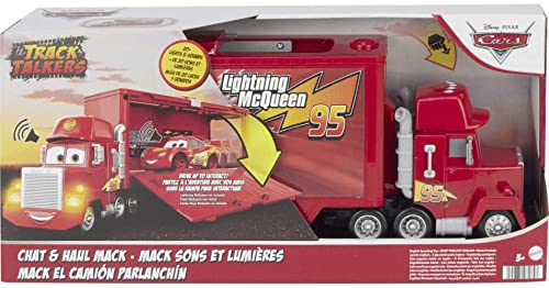 Photo 1 of Disney and Pixar Cars Track Talkers Toy Truck, Chat & Haul Mack Hauler with Lights & Sound, Stores 2 Cars, 17 Inch
