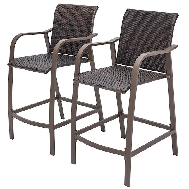 Photo 1 of 2PCS barstool set is built from aluminum frame with durable, weather-resistant, durable