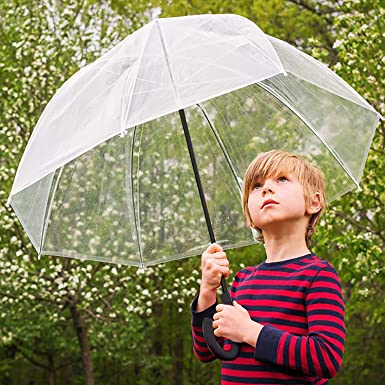 Photo 1 of 46 Inch Clear Bubble Umbrella J Handle Automatic Open Umbrellas Large Transparent Windproof Waterproof Stick Umbrella for Men and Women Wedding Ceremony Event