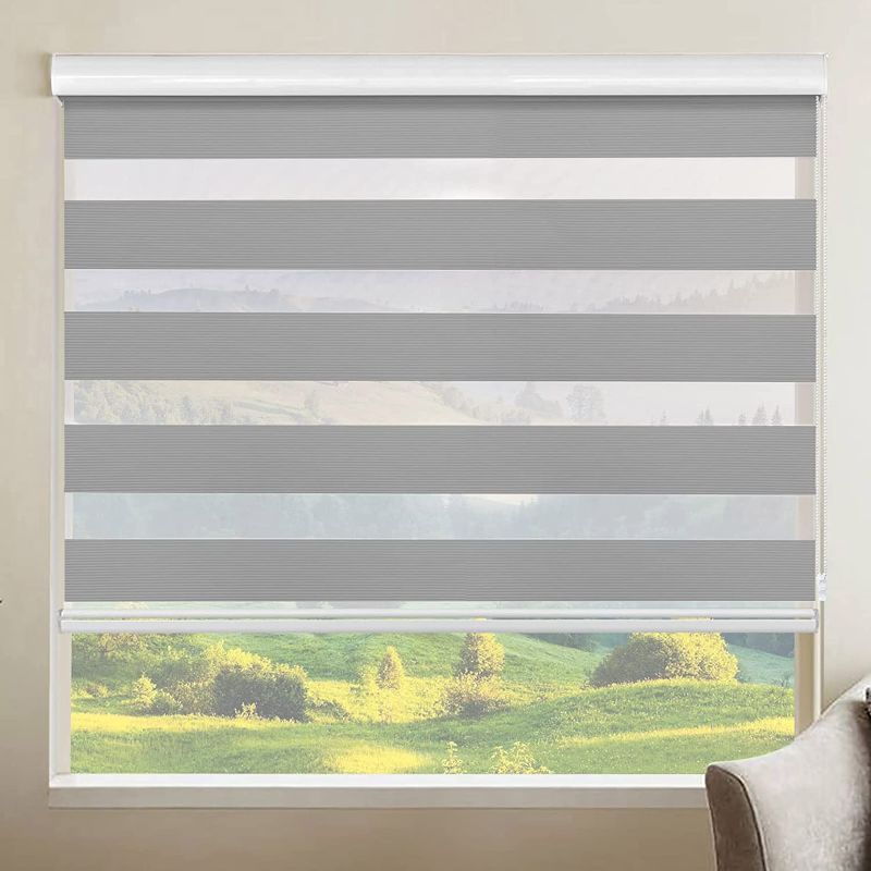 Photo 1 of Allbright Zebra Blinds Blackout Window Shades Dual Layer (35" W X 72" H, Grey) Striped Blinds Sheer Shades Light Control Day and Night Window Drapes Roller Shades for Windows Easy Installation

