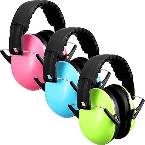 Photo 1 of 3 Pack Kids Ear Protection Safety Ear muffs 26dB Noise Cancelling Headphones with Adjustable Headband Baby Noise Cancelling Earmuffs for Shooting Mowing Sleeping and Studying (Green, Pink, Blue)
