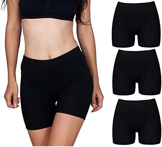 Photo 1 of Emprella Slip Shorts | 3-Pack Black Bike Shorts | Cotton Spandex Stretch Boyshorts for Yoga SIZE XL 
