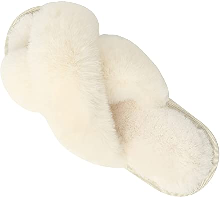 Photo 1 of AUROO Women's House Slippers for Women,Fuzzy Soft Cross Band SIZE 8-9.5