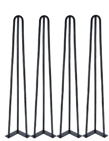 Photo 1 of 28 Inch Hairpin Furniture Legs, 3 Solid Rods Heavy Duty Coffee Table Legs with Rubber Floor Protectors,