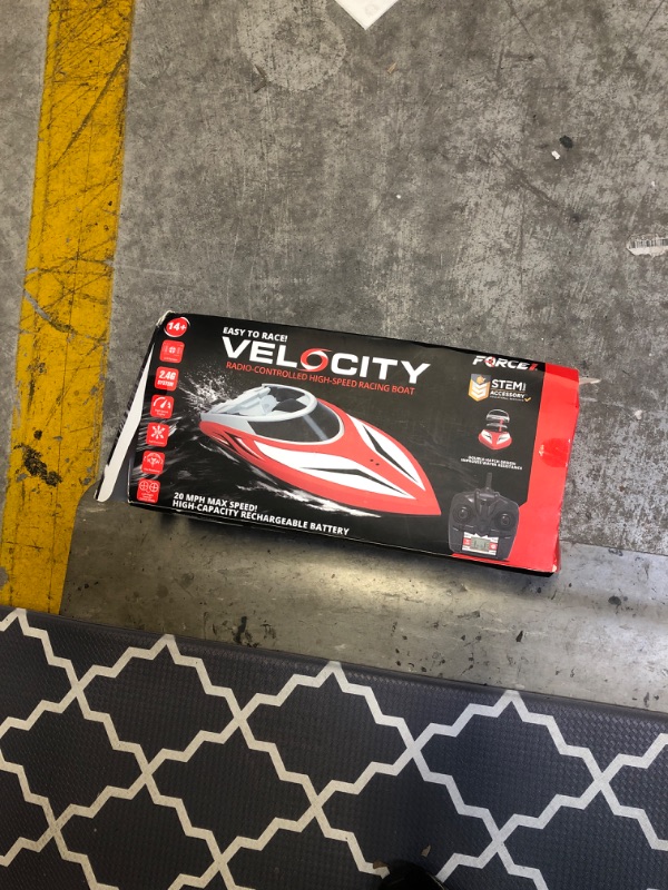 Photo 3 of Force1 Velocity H102 RC Boat - Remote Control Boat for Pools and Lakes, Fast RC Boats for Adults and Kids with 20+ mph Speed Boat, 4 Channel 2.4GHZ Remote Control, and Rechargeable Boat Battery (Red)