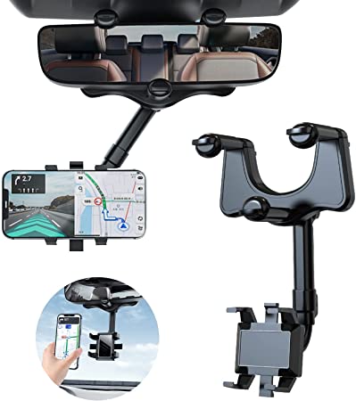 Photo 1 of 2022 Rotatable and Retractable Car Phone Holder -?New Version?Multifunctional Rearview Mirror Phone Holder, Universal 360°Rearview Mirror Phone Holder for Car Suitable for All Car Phone Holder (1PCS)
