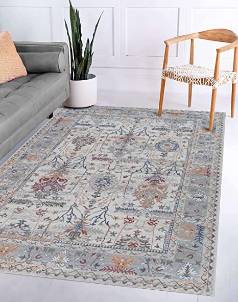 Photo 1 of Adiva Rugs Machine Washable Area Rug with Non Slip Backing for Living Room, Bedroom, Bathroom, Kitchen, Printed Persian Vintage Home Decor, Floor Decoration Carpet Mat (Multi, 9' x 12')
