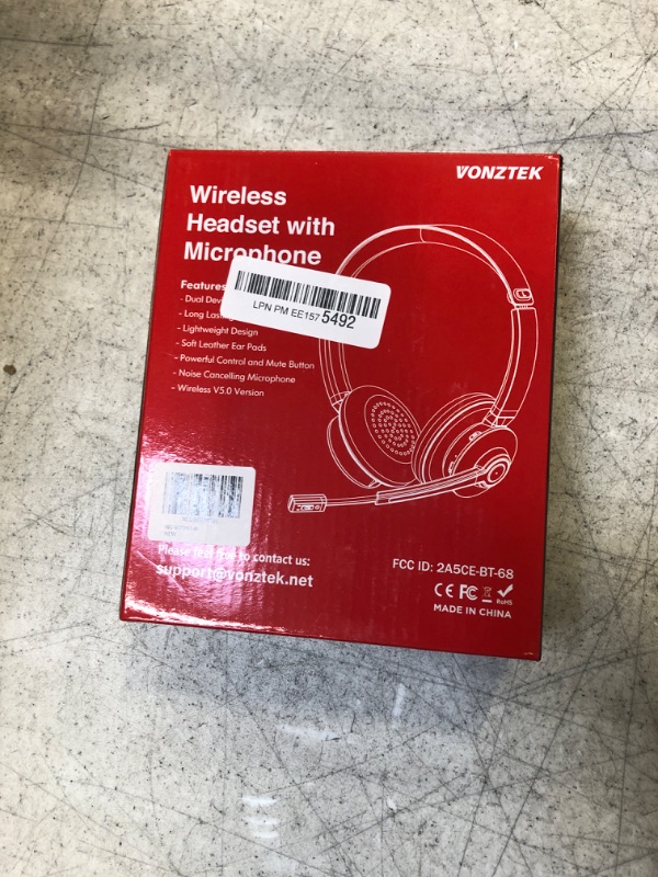 Photo 3 of Vonztek Bluetooth Headset with Microphone, Wireless Headphones with Noise Cancelling Mic, 26hrs talktime, On Ear Headphones with Mic Mute for PC/Mac/Laptop/Zoom/Skype/Ms Teams/Call Center/Office/Home