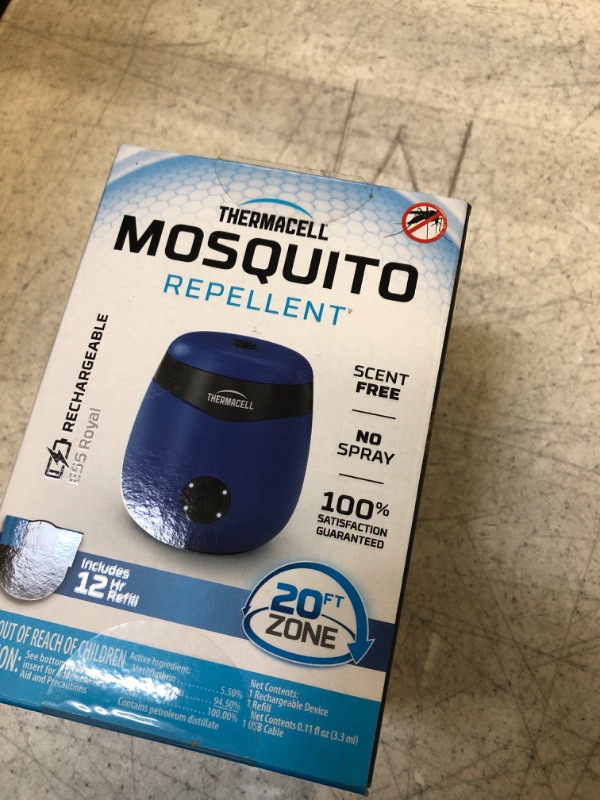 Photo 2 of Thermacell E55 E-Series Rechargeable Mosquito Repeller with 20’ Mosquito Protection Zone; Royal Blue; Includes 12-Hr Repellent Refill; DEET Free Bug Spray Alternative; Scent Free; No Candle or Flame
