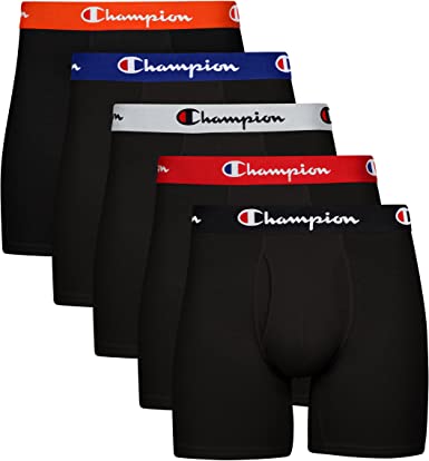 Photo 1 of Champion mens Champion Men's Cotton Stretch Boxer Briefs, Black 2, Medium US
