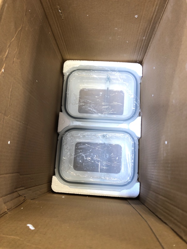 Photo 1 of Bayco 10 Pack Glass Meal Prep Containers 2 Compartment, Glass Food Storage Containers with Lids, Airtight Glass Lunch Bento Boxes, BPA-Free & Leak Proof (10 lids & 10 Containers) - Grey Gray 22 Ounce 10 Set