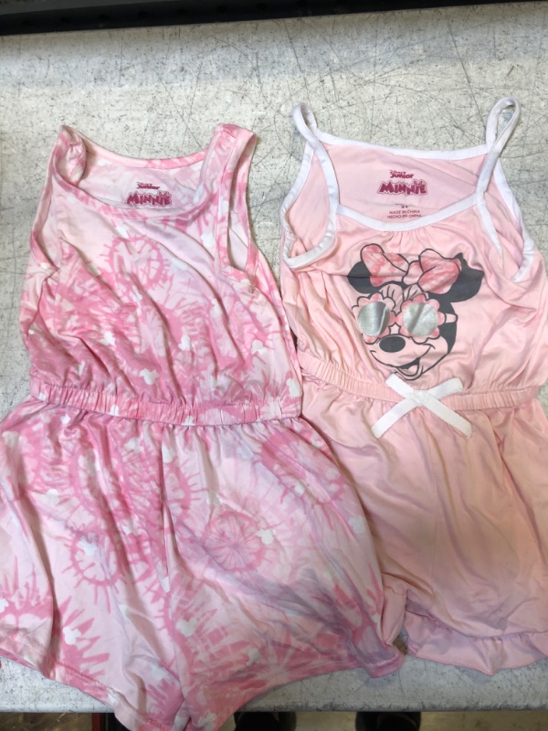 Photo 2 of Disney Minnie Mouse Girls’ 2 Pack Romper for Infant, Toddler and Little Kids – Pink 3T
