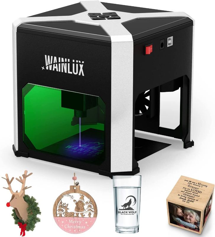 Photo 1 of Laser Engraver WAINLUX K6 Pro, 3000mW Laser Engraving Machine, 0.05mm Accuracy, BT Connection Portable Mini Laser Cutter Engraver Tool for Wood Vinyl Leather Glass, DIY Art, Logo Design ( unable to test item )
