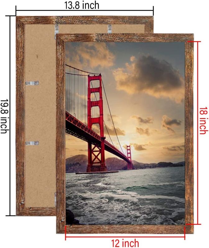 Photo 1 of 12x18 Frame Rustic Style 12 x 18 Poster Frame 2 Pack, Wall Mounted for Horizontal or Vertical