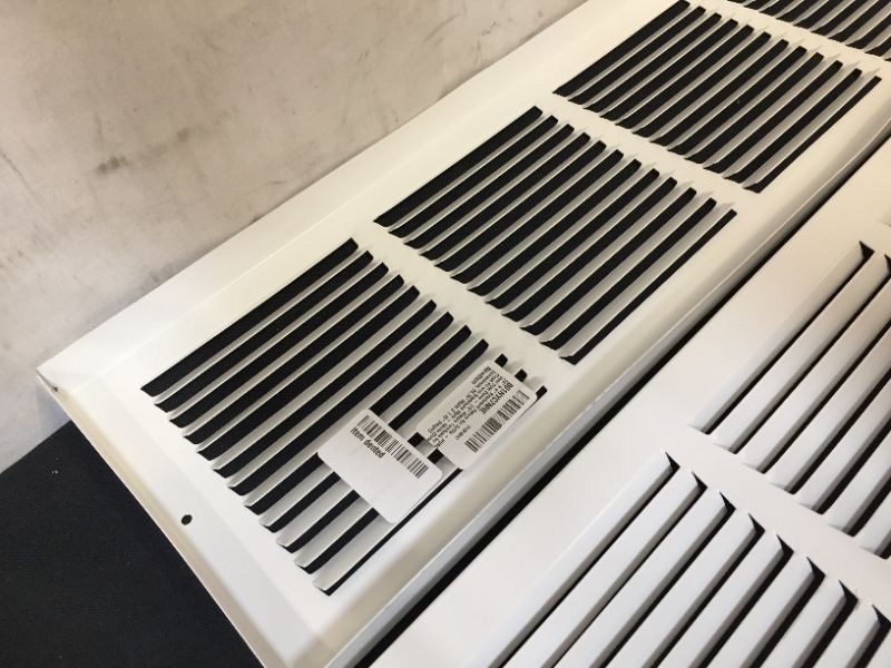 Photo 5 of 3 PACK 24" X 6" Baseboard Return Air Grille - HVAC Vent Duct Cover - 7/8" Margin Turnback for Flush Fit with Baseboard Work - White [Outer Dimensions: 25.75" Width X 7.75" Height]