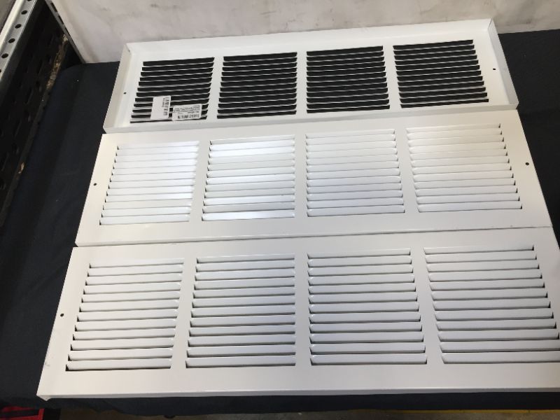 Photo 3 of 3 PACK 24" X 6" Baseboard Return Air Grille - HVAC Vent Duct Cover - 7/8" Margin Turnback for Flush Fit with Baseboard Work - White [Outer Dimensions: 25.75" Width X 7.75" Height]
