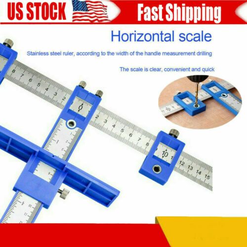 Photo 1 of Cabinet Hardware Jig Tool - Adjustable Punch Locator Drill Template Guide, Wood Drilling Dowelling Guide for Installation of Handles Knobs on Doors and Drawer
