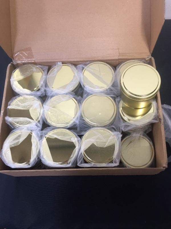 Photo 2 of 24 PCK 4 OZ CANDLE TINS GOLD