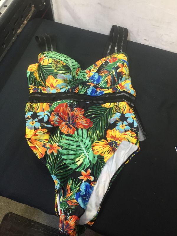 Photo 1 of WOMENS BATHING SUIT MULTICOLOR TROPICAL LARGE