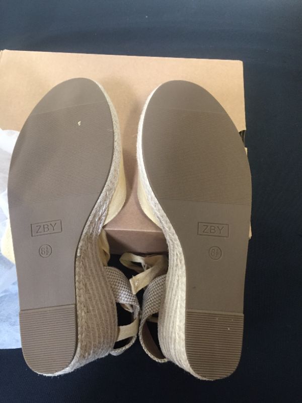 Photo 1 of Ermonn Womens Espadrilles Wedge Sandals Platform Closed Toe Ankle Strap Lace Up Summer Shoes CAMEL 
SIZE 8.5