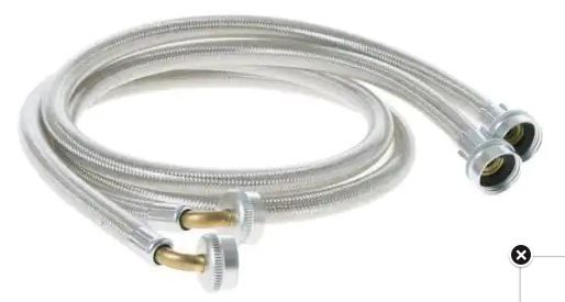 Photo 1 of 4 ft. Universal Stainless Steel Washer Hoses with 90 degree Elbow (2-Pack)
