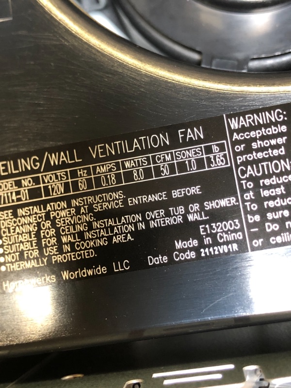 Photo 2 of 50 CFM Wall/Ceiling Mount Roomside Installation Bathroom Exhaust Fan, ENERGY STAR
